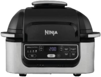 Ninja AG301EU Foodi Grill & Airfryer, 5,7L Heißluftfritteuse 5-in-1, Schwarz/Silber 