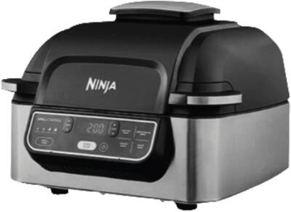 Ninja AG301EU Foodi Grill & Airfryer, 5,7L Heißluftfritteuse 5-in-1, Schwarz/Silber 
