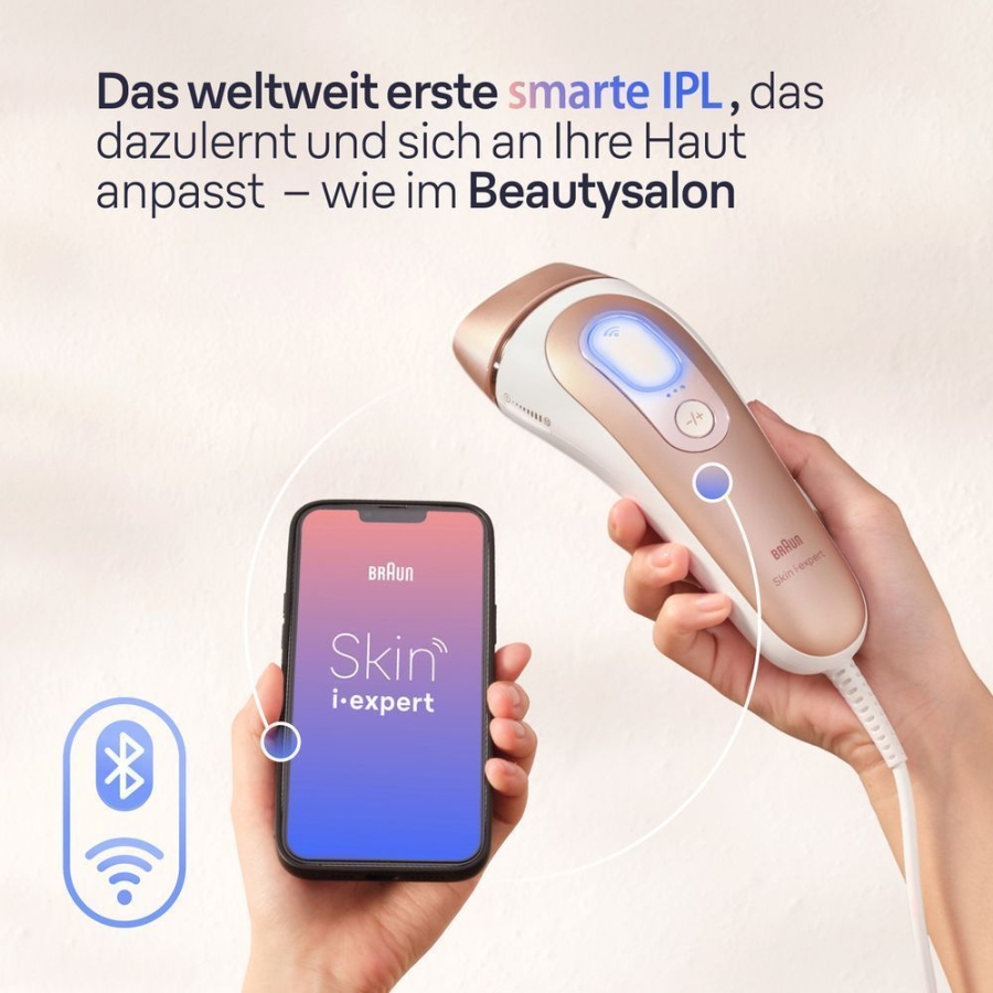 Braun Personal Care Smart IPL PL725 Skin i·expert, Haarentfernung für zu Hause, Gratis App, Aufbewahrungstasche, Venus Rasierer, 3 Aufsätze