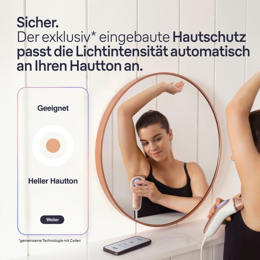 Braun Personal Care Smart IPL PL725 Skin i·expert, Haarentfernung für zu Hause, Gratis App, Aufbewahrungstasche, Venus Rasierer, 3 Aufsätze