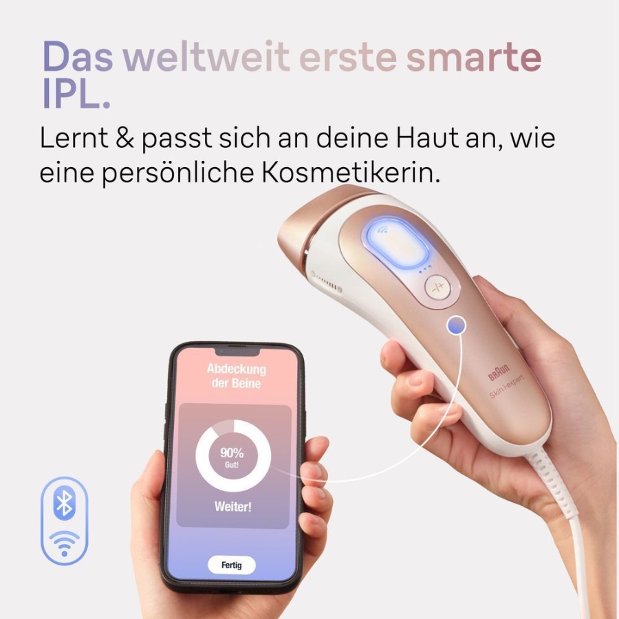 Braun Personal Care Silk-Expert Smart Pro IPL PL7387 Haarentfernung für zu Hause ,Gratis App, Aufbewahrungstasche, Venus Rasierer, 4 Aufsätze