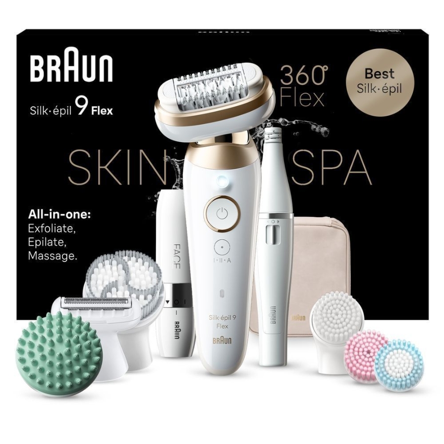 Braun Personal Care Silk-épil 9-681 3D Flex SkinSpa Epilierer für eine einfache Haarentfernung, Weiß/Gold
