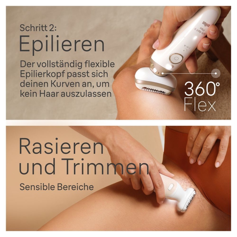 Braun Personal Care Silk-épil 9-681 3D Flex SkinSpa Epilierer für eine einfache Haarentfernung, Weiß/Gold