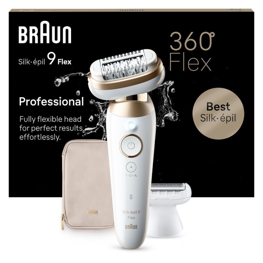 Braun Personal Care Silk-épil 9-041 3D Flex Epilierer für eine einfache Haarentfernung, Weiß/Gold