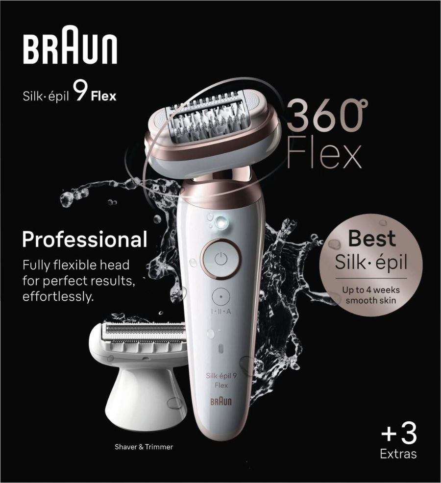 Braun Personal Care Silk-épil 9-030 3D für eine einfache Haarentfernung, Weiß/Rosa Titan