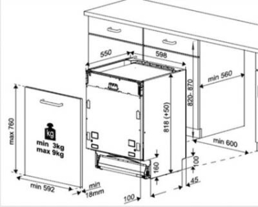 Elektrabregenz GIV58080X Geschirrspüler Einbau vollintegriert 60cm EEK:A  H x B x T in mm: 818 x 598 x 550