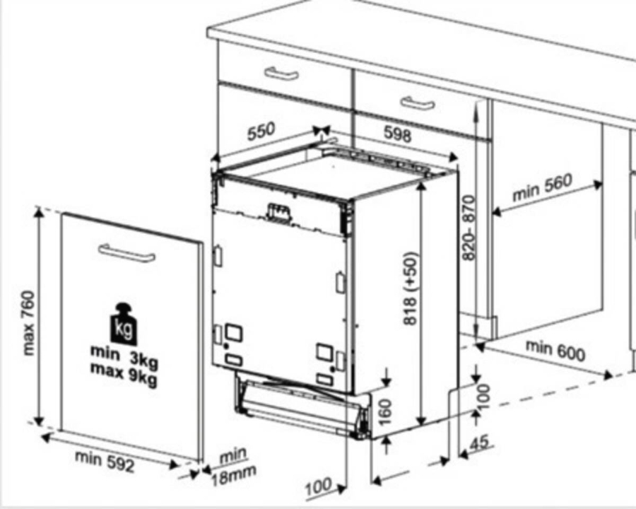 Elektrabregenz GIV58080X Geschirrspüler Einbau vollintegriert 60cm EEK:A  H x B x T in mm: 818 x 598 x 550