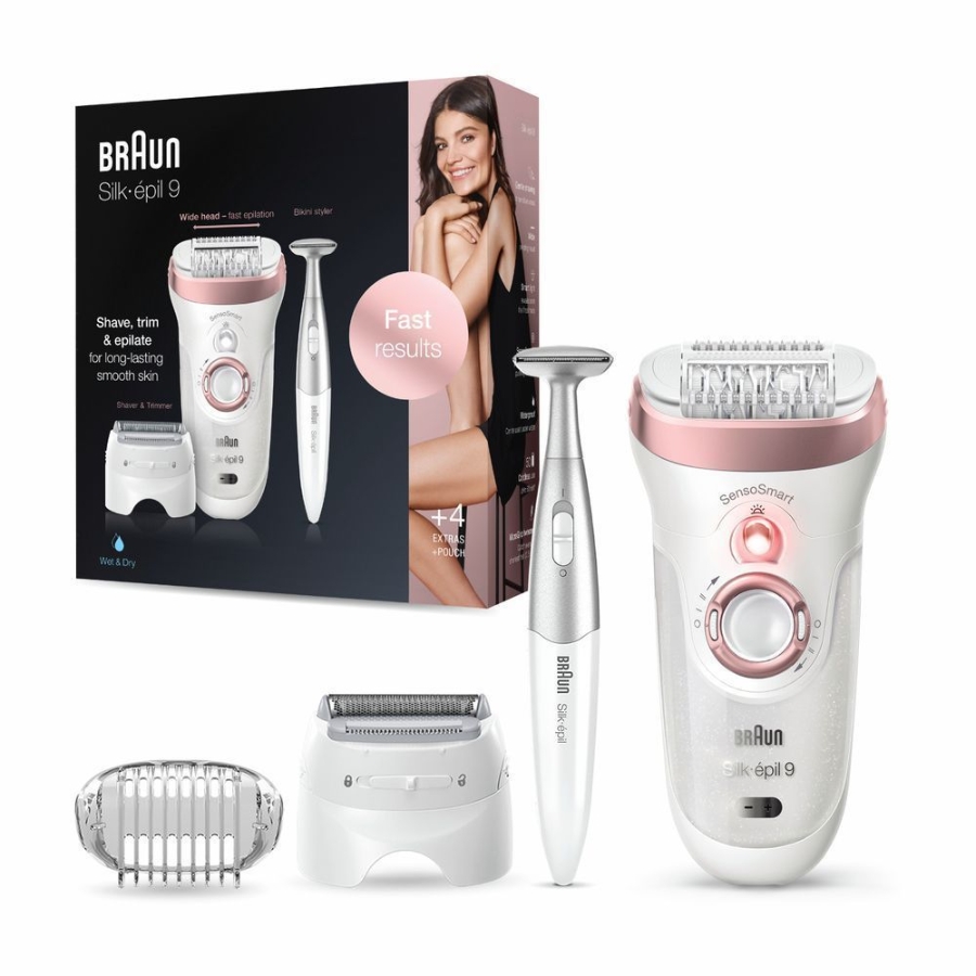 Braun Personal Care Silk-épil 9 9-890 Epilierer für Frauen, für eine langanhaltende Haarentfernung, weiß/roségold
