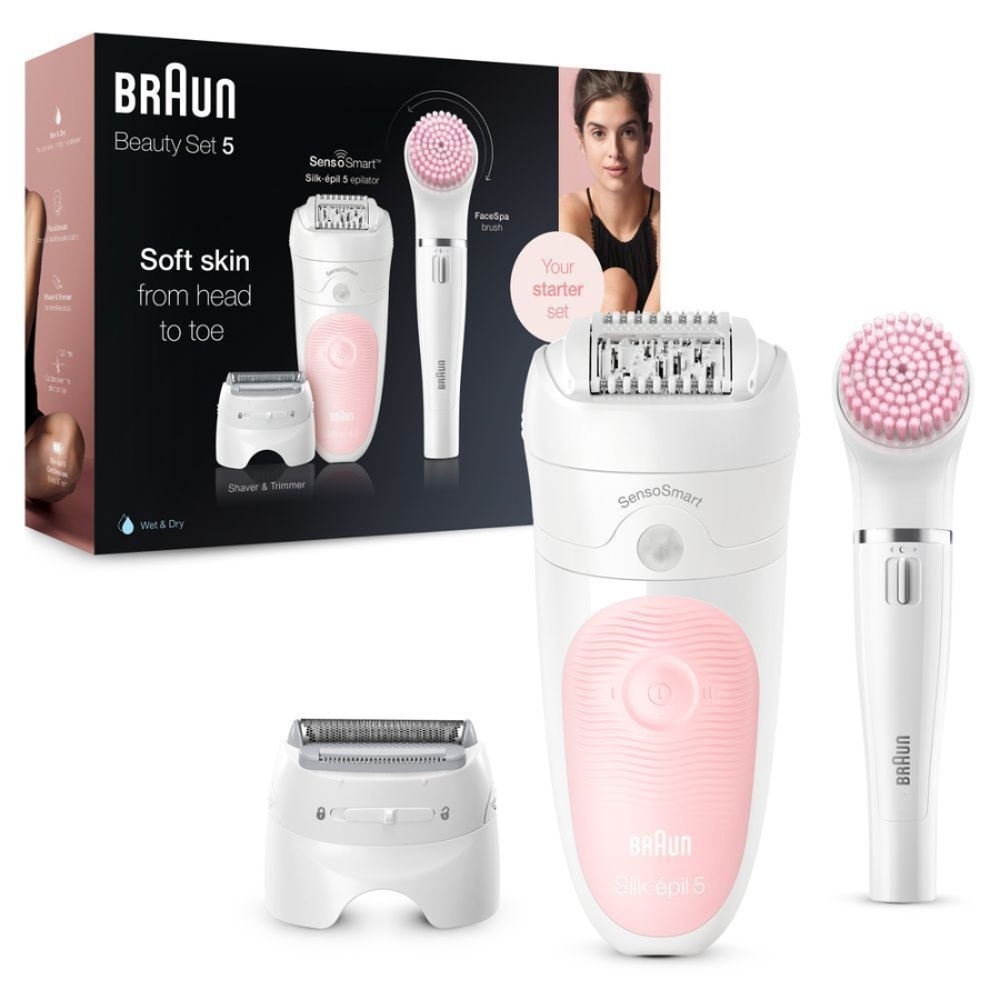 Braun Personal Care  Silk-épil Beauty-Starter-Set 5-895 Kabellose Wet&Dry  Haarentfernung 6-in-1 Epilierer, Rasierer,