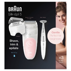 Braun Personal Care Silk-épil 5 5-820 Epilierer für Damen  für sanfte Haarentfernung, weiß/rosa