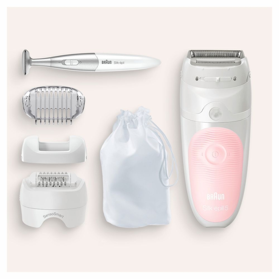 Braun Personal Care Silk-épil 5 5-820 Epilierer für Damen  für sanfte Haarentfernung, weiß/rosa