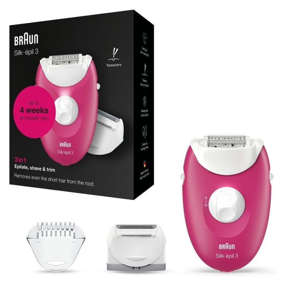 Braun Personal Care Silk-épil 3 3-276 Epilierer für langanhaltende Haarentfernung, inklusive Rasier- und Trimmeraufsatz,