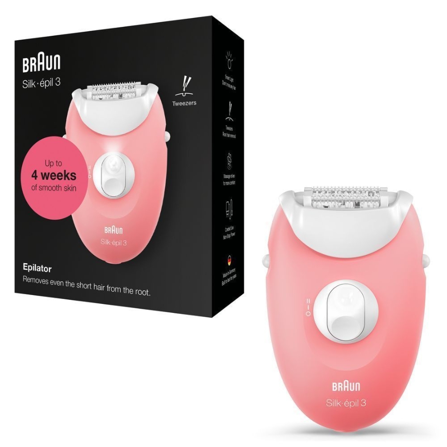 Braun Personal Care Silk-épil 3 3-176, Epilierer für langanhaltende Haarentfernung, weiß/rosa