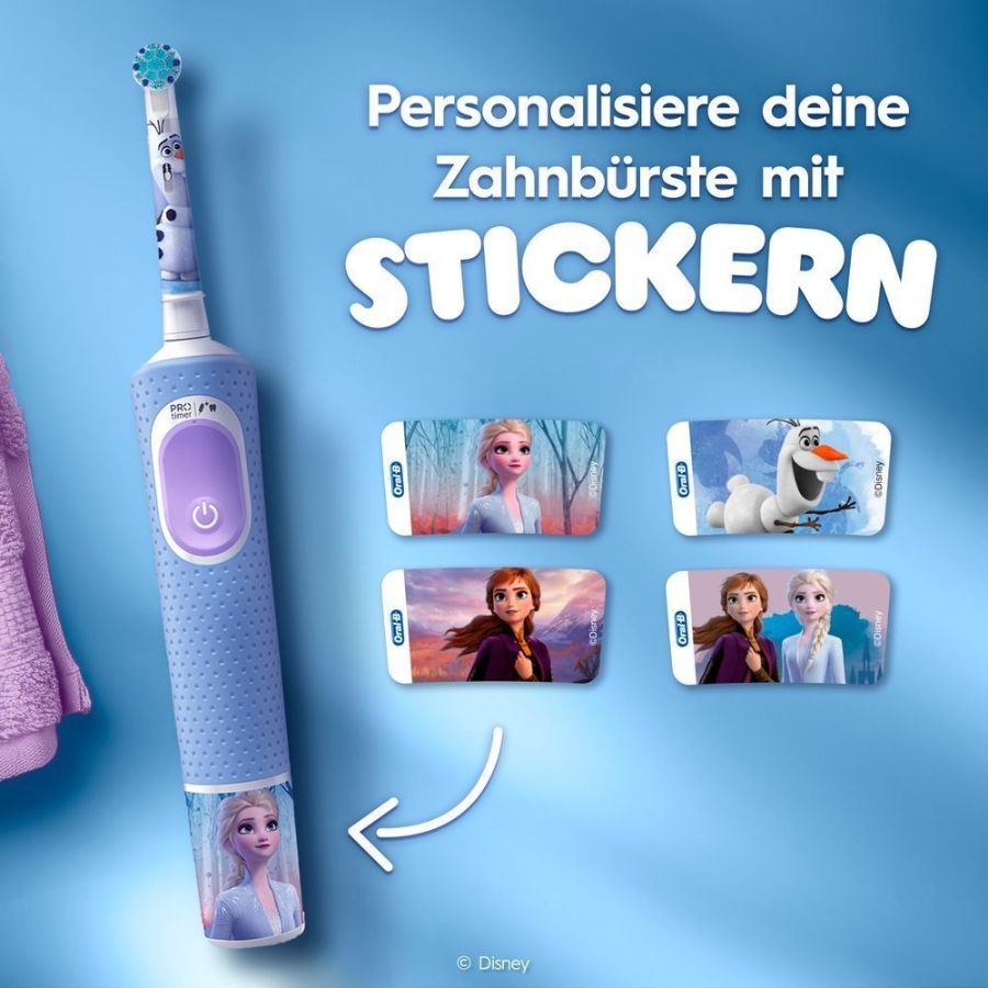 Oral-B Vitality Pro 103 Kids Frozen Elektrische Zahnbürste, Reiseetui, Blau/Lila