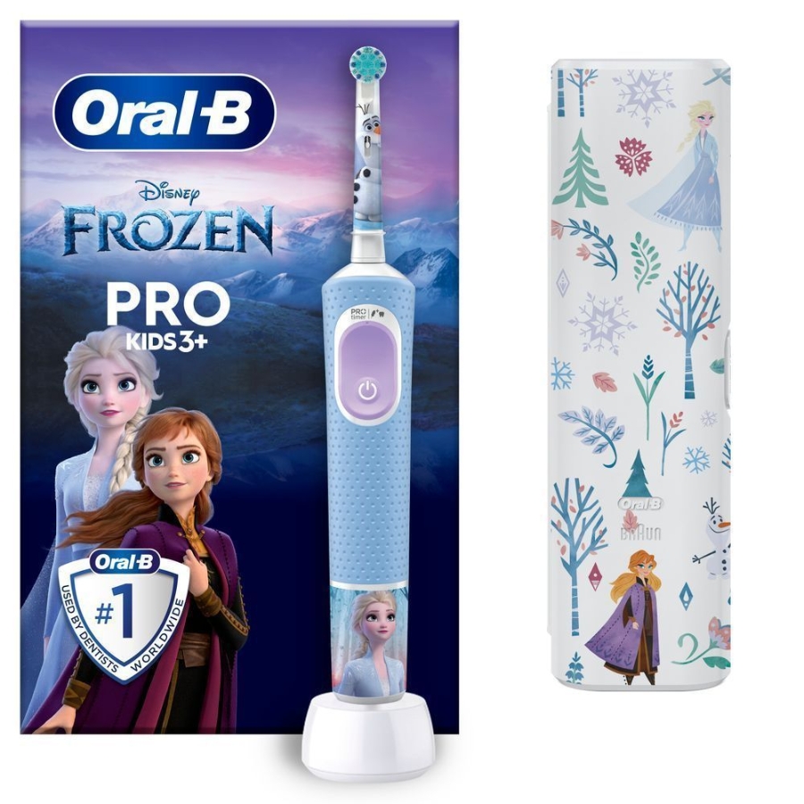 Oral-B Vitality Pro 103 Kids Frozen Elektrische Zahnbürste, Reiseetui, Blau/Lila