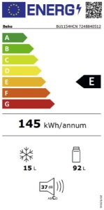 Beko BU1154HCN Unterbau-Einbau Kühlschrank mit Gefrierfach  