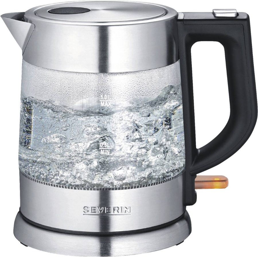 Severin WK3468 Wasserkocher, Glas, 1,0 L, 2200 W, inox 