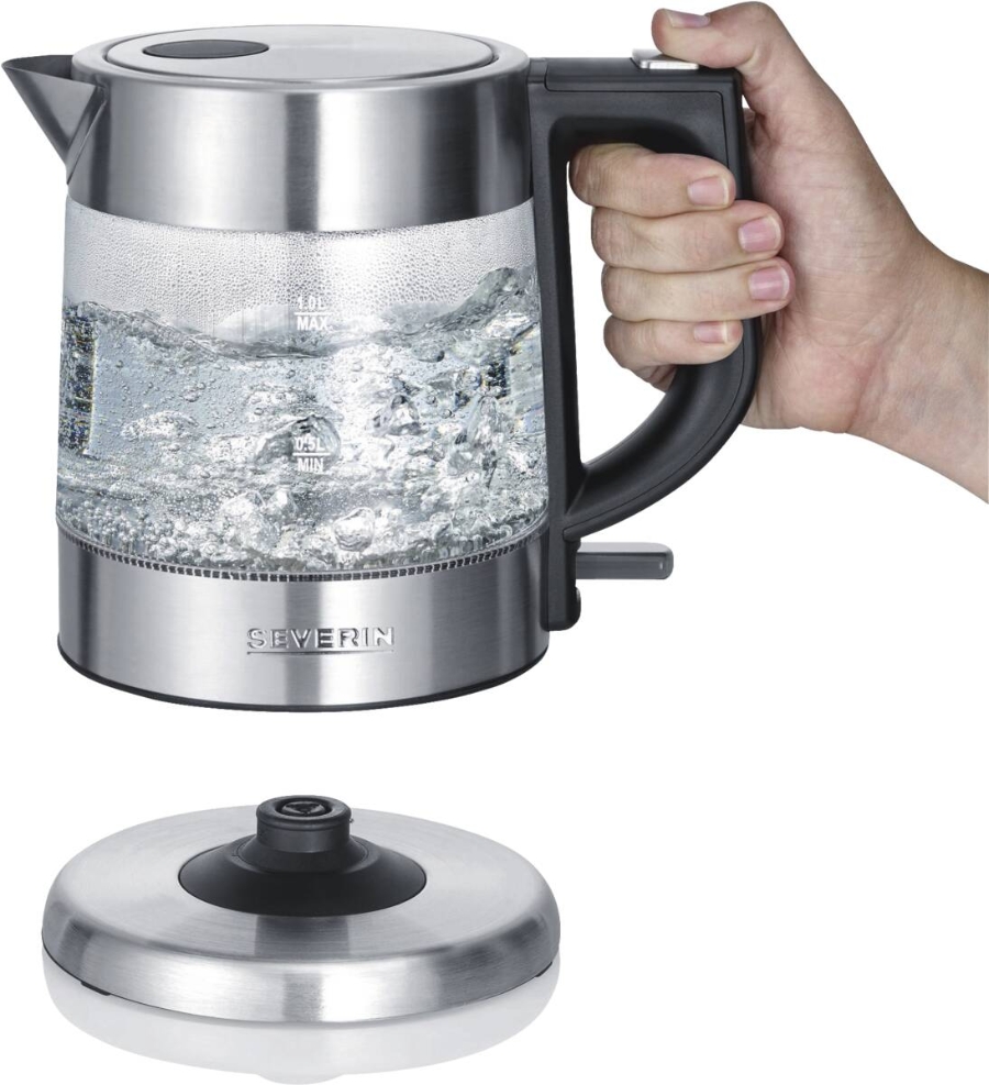 Severin WK3468 Wasserkocher, Glas, 1,0 L, 2200 W, inox 