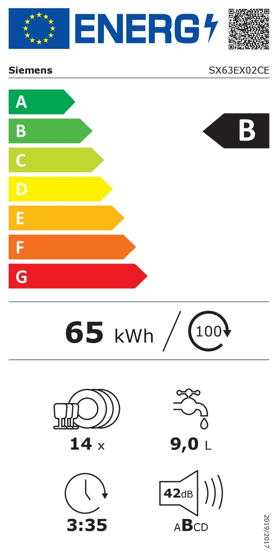 Siemens SX63EX02CE  XXL Geschirrspüler Vollintegriert 60 cm "86,5 cm Nische"