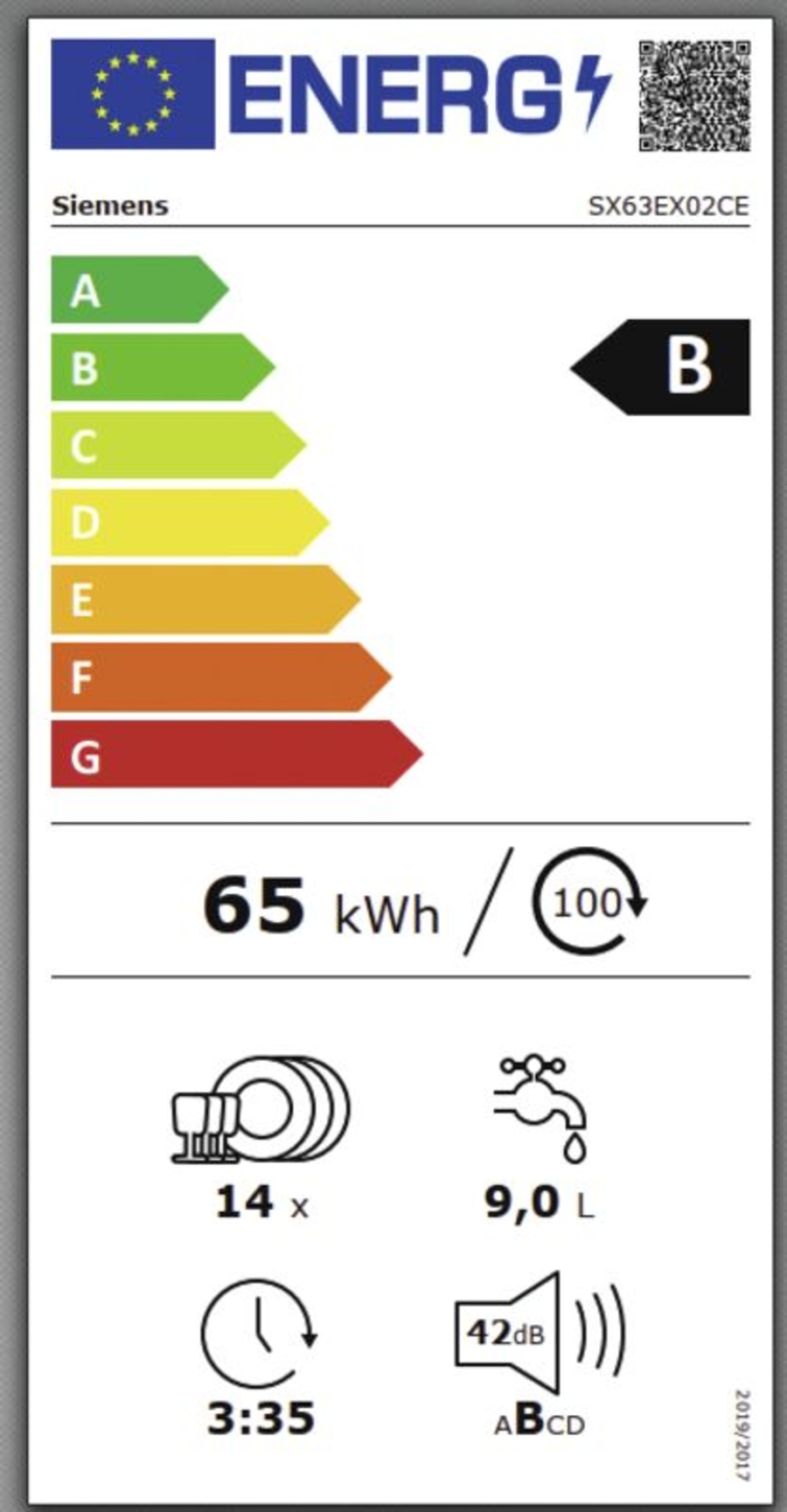 Siemens SX63EX02CE  XXL Geschirrspüler Vollintegriert 60 cm "86,5 cm Nische"