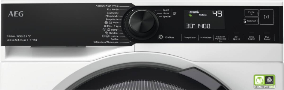 AEG LR9W75490 Waschmaschinen Stand Frontlader 9 kg 1400U/min,AbsoluteCare® WiFi