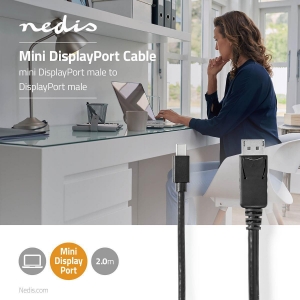 Nedis CCGB37404BK20 Mini Displayport-Kabel Schwarz  2m DisplayPort 1.4 | Mini DisplayPort Stecker | DisplayPort 