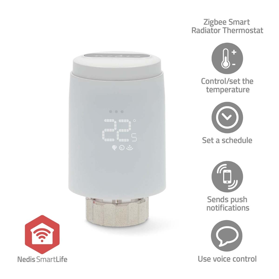 Nedis ZBHTR20WT SmartLife Heizkörpersteuerung Zigbee 3.0 | Batteriebetrieben