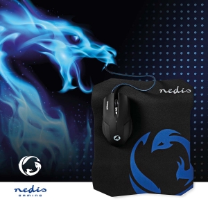 Nedis GMMP100BK Gaming Mouse & Mouse Pad Set Verdrahtet | 800 / 1200 / 1600 dpi | Einstellbar DPI