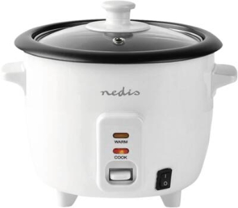 Nedis KARC06WT Reiskocher 0.6 l | 300 W | Aluminium-Dampfer Antihaft-Beschichtung | Herausnehmbare Schüssel |