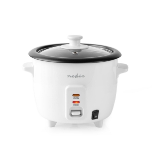 Nedis KARC06WT Reiskocher 0.6 l | 300 W | Aluminium-Dampfer Antihaft-Beschichtung | Herausnehmbare Schüssel |