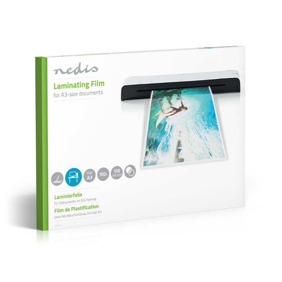 Nedis LAMIA3AT100 Laminierfolie A3 | Dicke: 100 µm   verpackt zu: 100 Stück | Kunststoff | Transparent