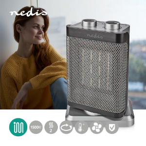 Nedis HTFA17GY Keramik-PTC-Heizlüfter 1000 / 1500 W |2 Wärme Modus Verstellbares Thermostat | automatisch drehbar | Überhitzung