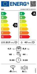 AEG LWR8WI7680 8000 PowerCare WiFi  Waschtrockner Einbau 8kg/4kg