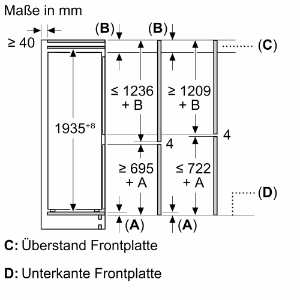 Bosch KIN96VFD0 Einbau-Kühl-Gefrier-Kombination mit Gefrierbereich 193.5 x 55.8 cm, Flachscharnier,No Frost