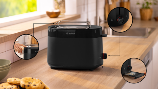 Bosch TAT2M123 MyMoment Kompakt Toaster Schwarz 