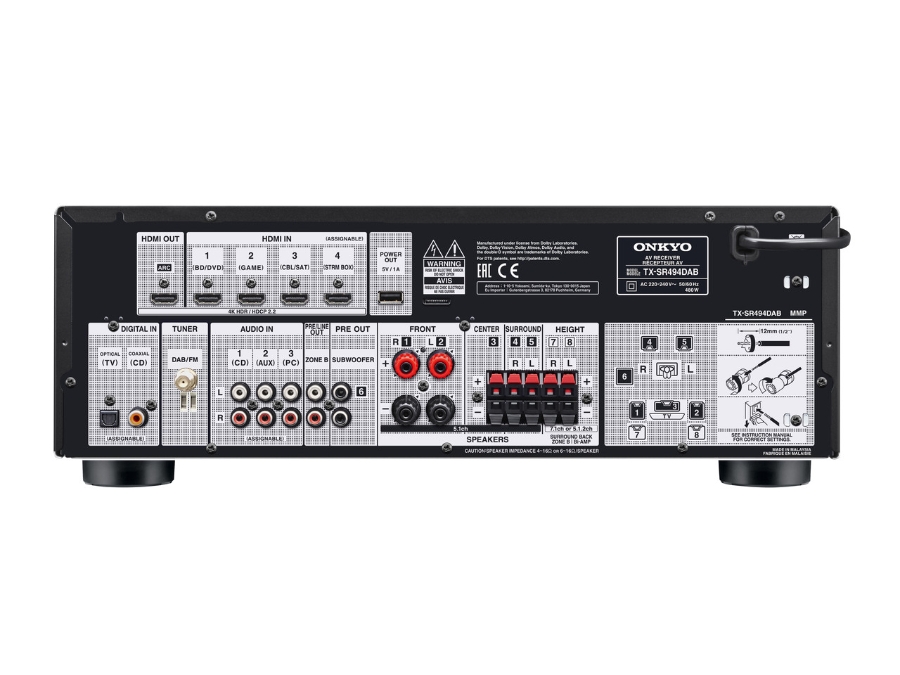 Onkyo TX-SR494DAB 7.2-Kanal AV-Receiver schwarz  DAB+,BT