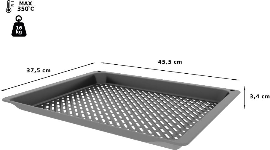 Bosch EXCLUSIV HEZ629070 Air Fry & Grillblech, 34 x 455 x 375 mm, Anthrazit 