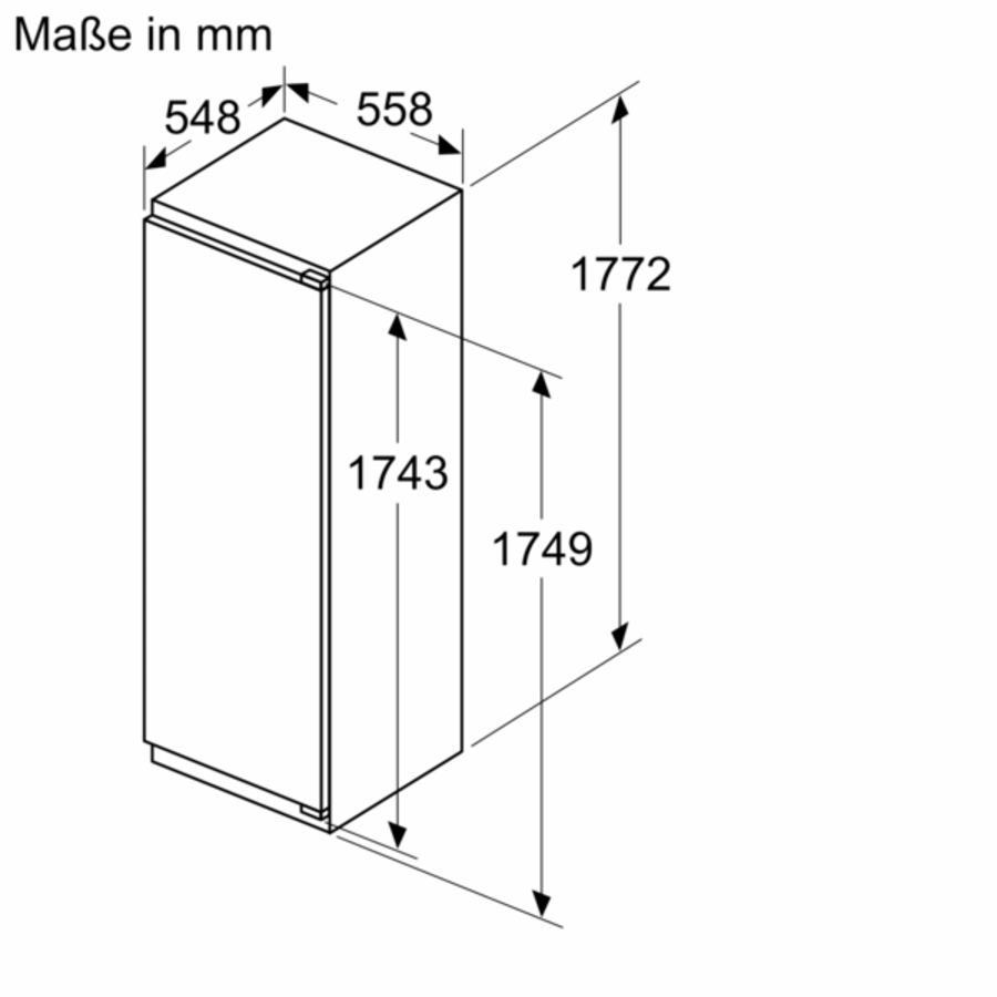 Siemens KI82LADD0  Einbau-Kühlschrank mit Gefrierfach  177.5 x 56 cm, Flachscharnier mit Softeinzug