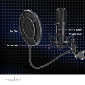 Nedis GSMIC410BK Gaming-Mikrofon Benutzt für: Desktop / Notebook | USB Type-A |