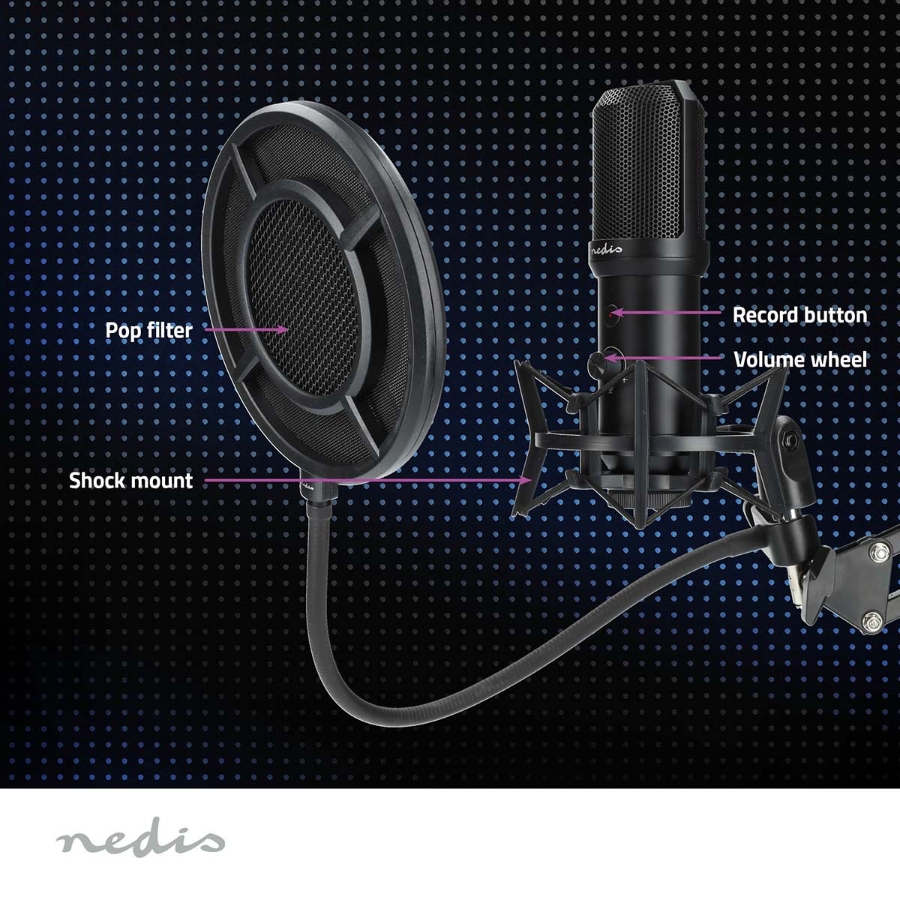 Nedis GSMIC410BK Gaming-Mikrofon Benutzt für: Desktop / Notebook | USB Type-A |