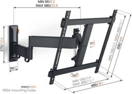 Vogel`s TVM 3445 Wandhalterung Schwarz VESA min:100x100 bis 400x400