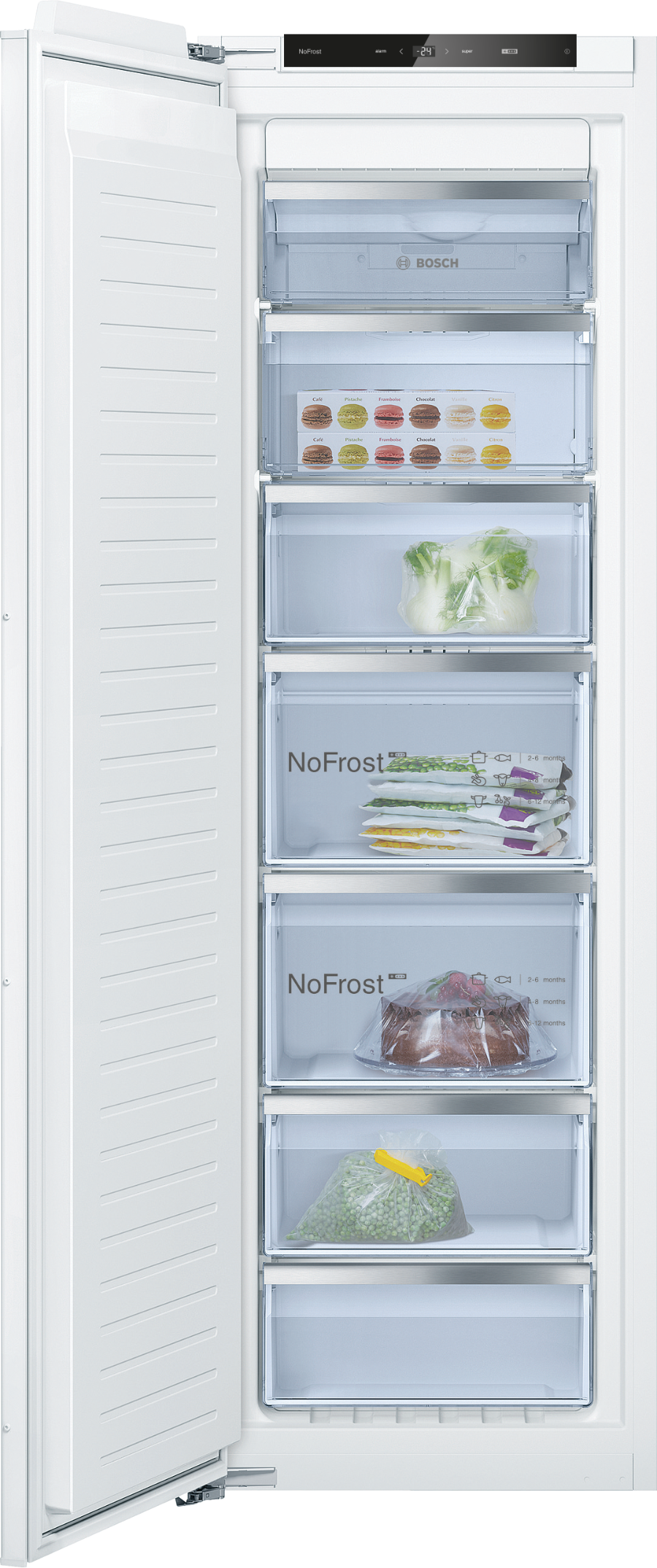 Bosch GIN81ACE0 Serie 6 Einbau-Gefrierschrank, 177.2 x 55.8 cm Flachscharnier mit Softeinzug,NoFrost