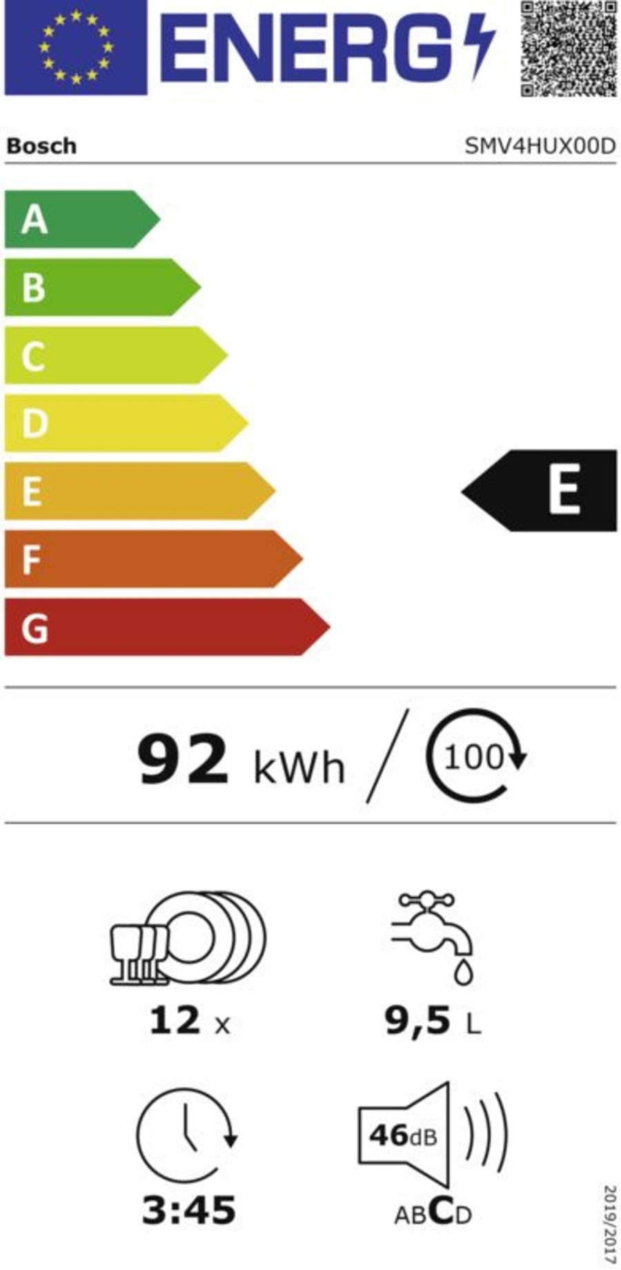 Bosch SMV4HUX00D Geschirrspüler Einbau vollintegriert 60 cm 