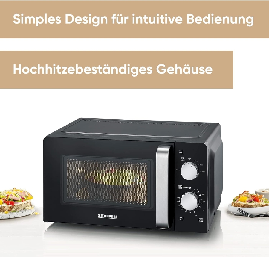 Severin MW7886 Mikrowelle  mit Drehteller, 700 W, 17 L, schwarz 