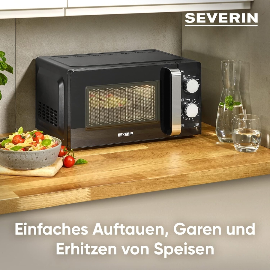 Severin MW7886 Mikrowelle  mit Drehteller, 700 W, 17 L, schwarz 