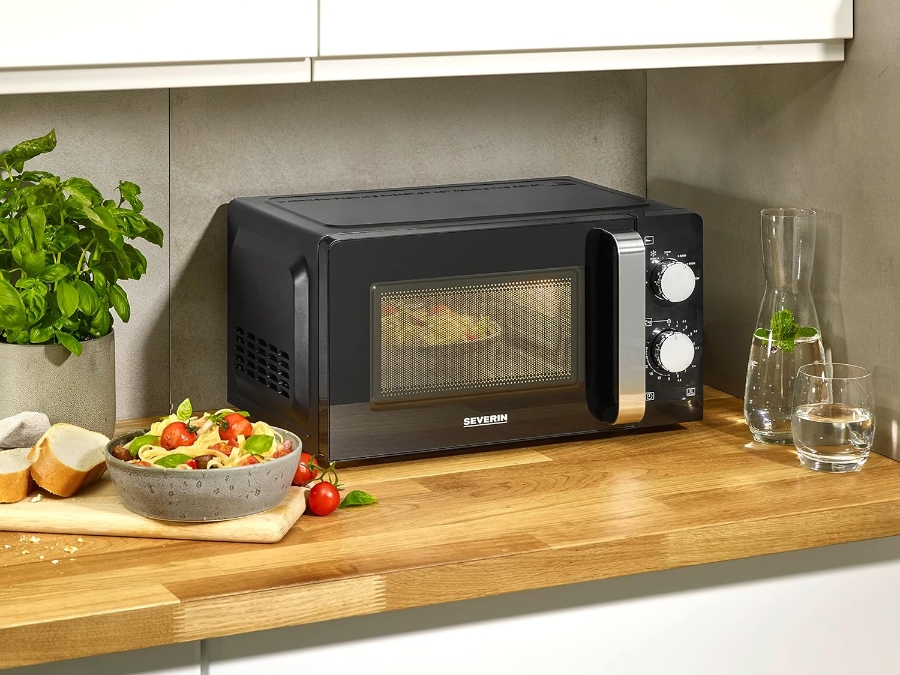 Severin MW7886 Mikrowelle  mit Drehteller, 700 W, 17 L, schwarz 