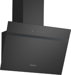 Siemens LC65KDK60 Kamin Dunstabzug 60 cm, Klarglas schwarz bedruckt schräg