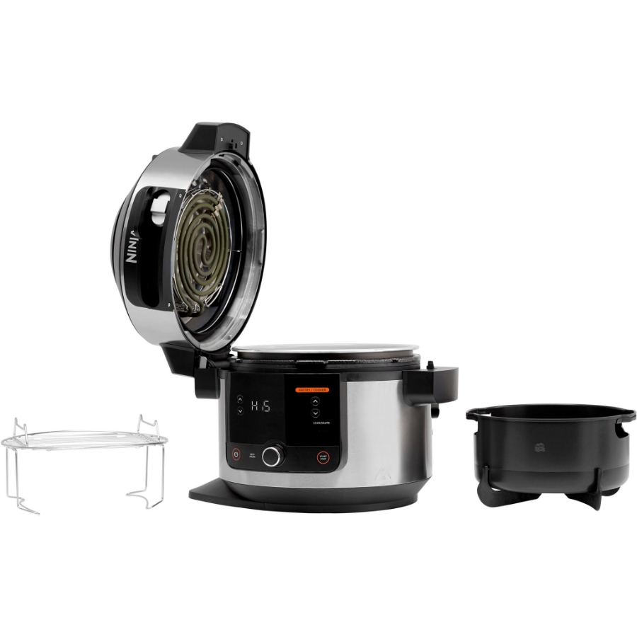 Ninja OL550EU Foodi Multikocher mit SmartLid Multikocher  6L,11-in-1 Multicooker,Heißluftfritteuse,Grillen,