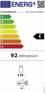 Elektrabregenz KIC 1453 Kühlschrank Einbau Schlepptür 126 Liter 