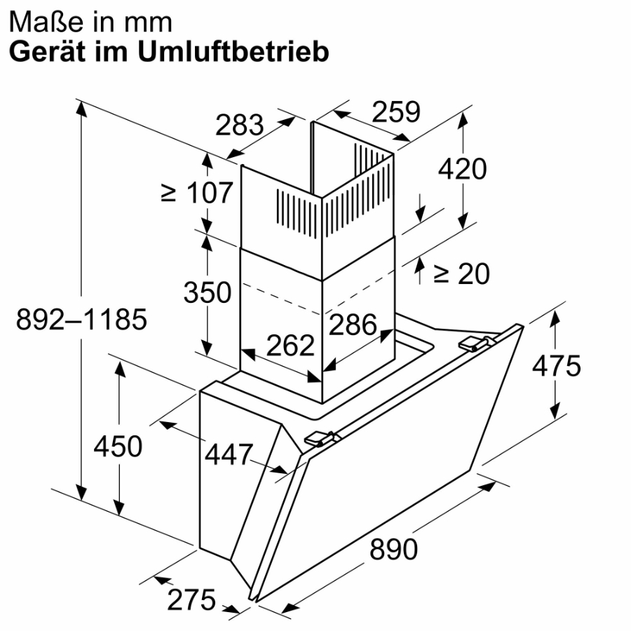 Neff D98IPT2S0 N90 Wandesse, 90 cm Klarglas schwarz  